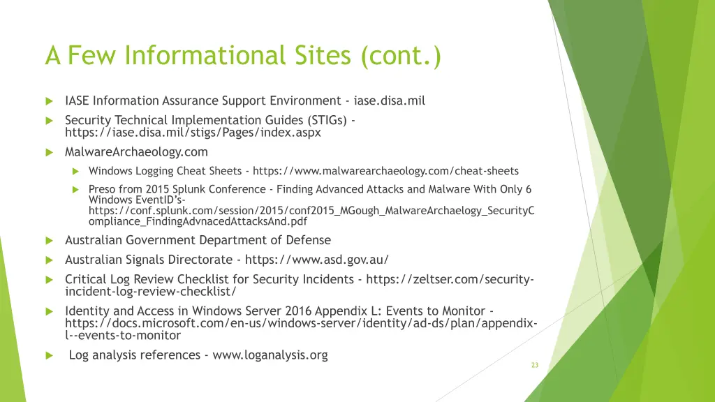 a few informational sites cont