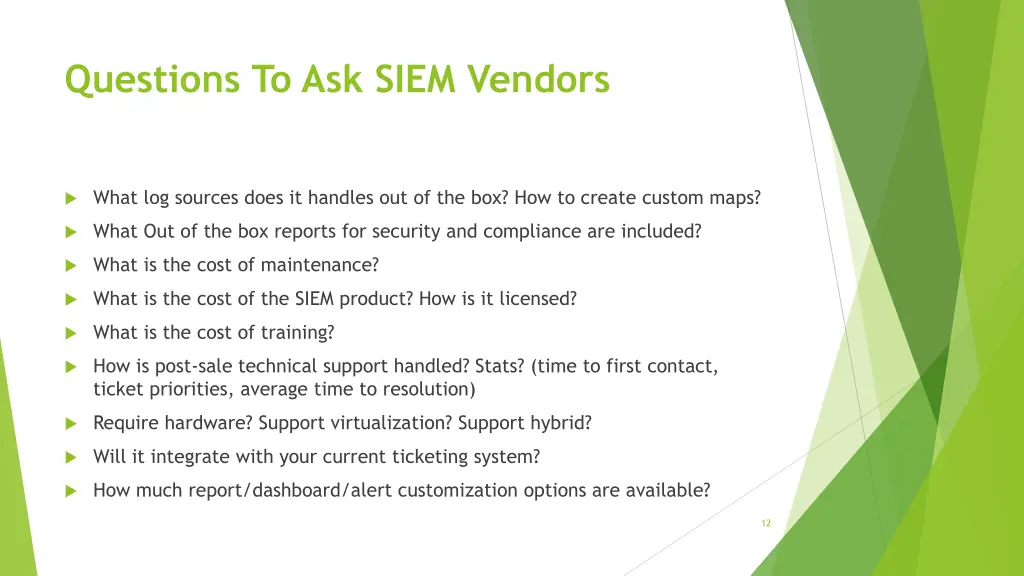 questions to ask siem vendors