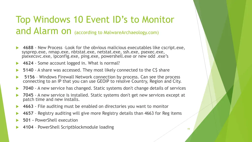 top windows 10 event id s to monitor and alarm