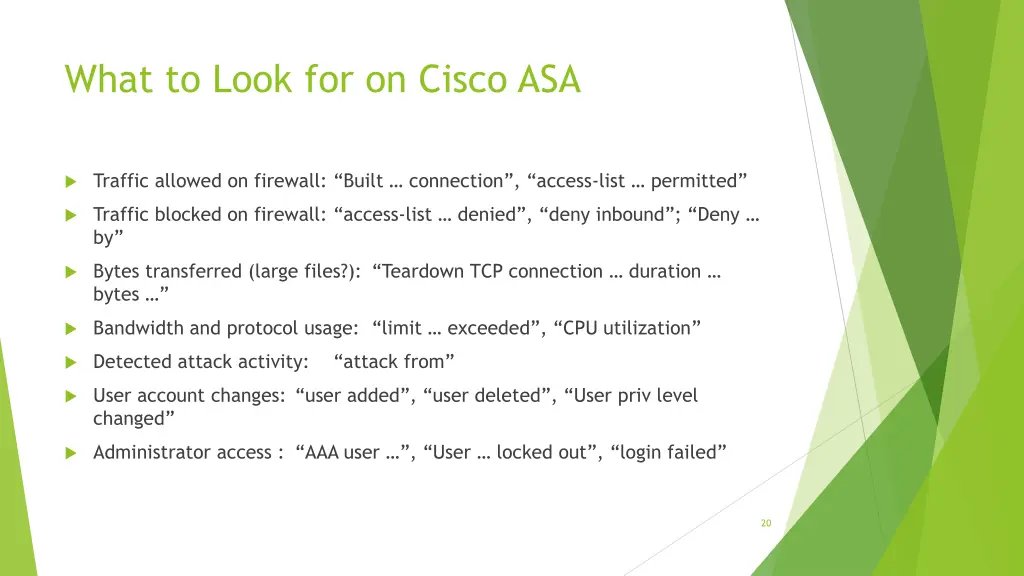 what to look for on cisco asa