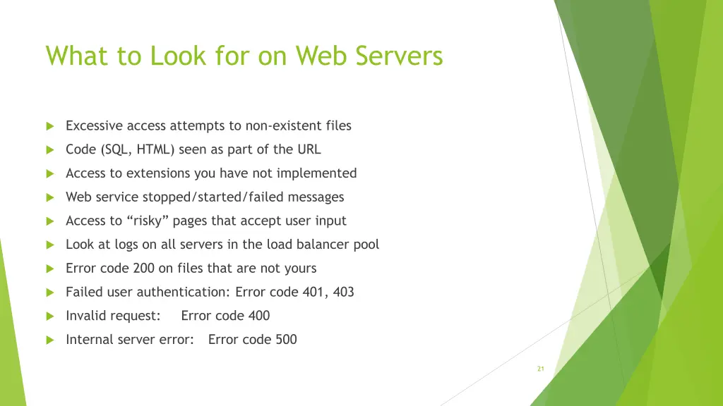 what to look for on web servers