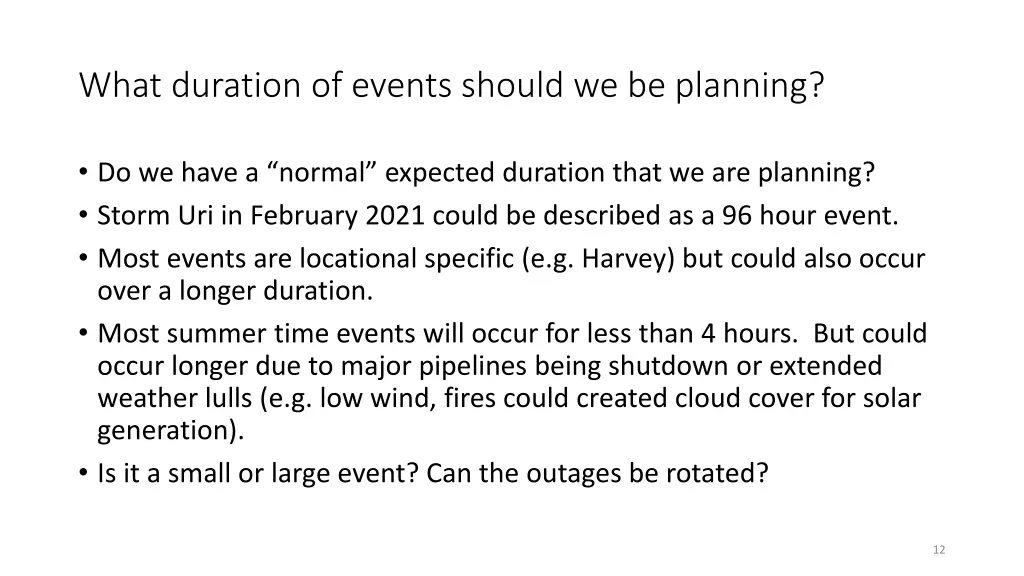 what duration of events should we be planning