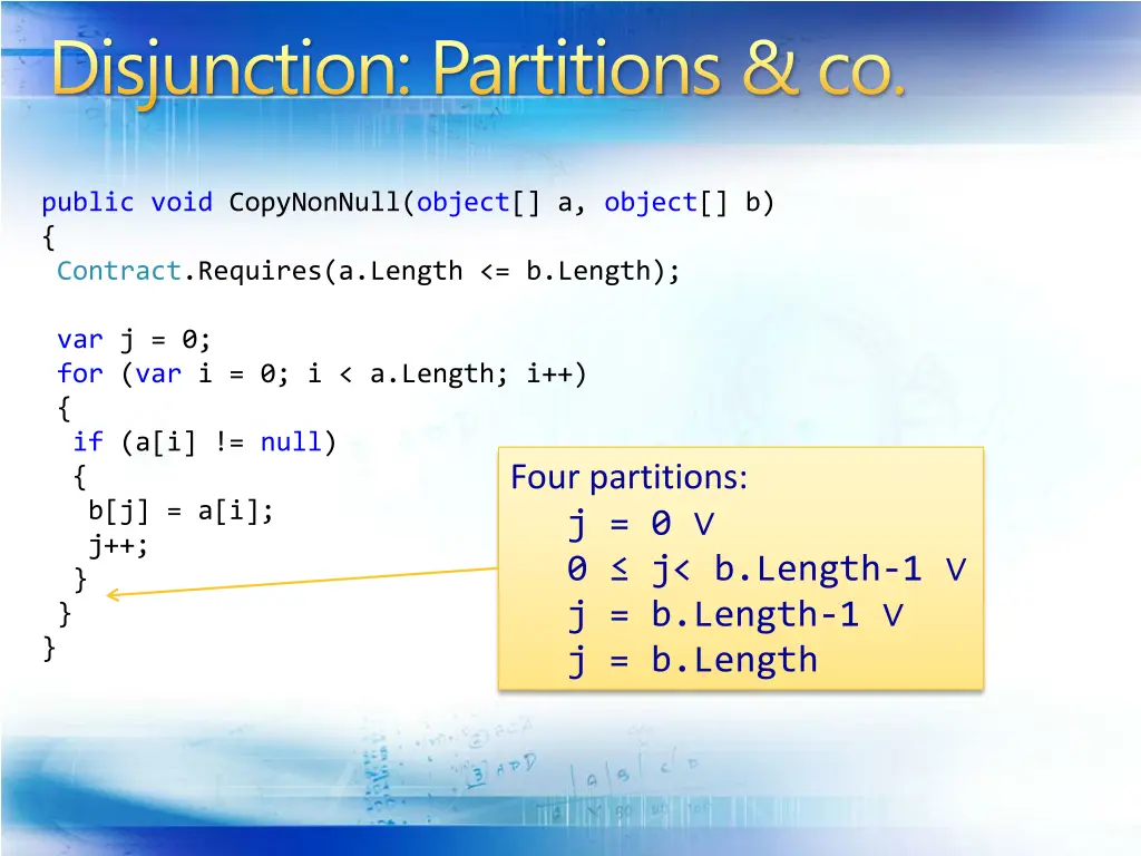 disjunction partitions co