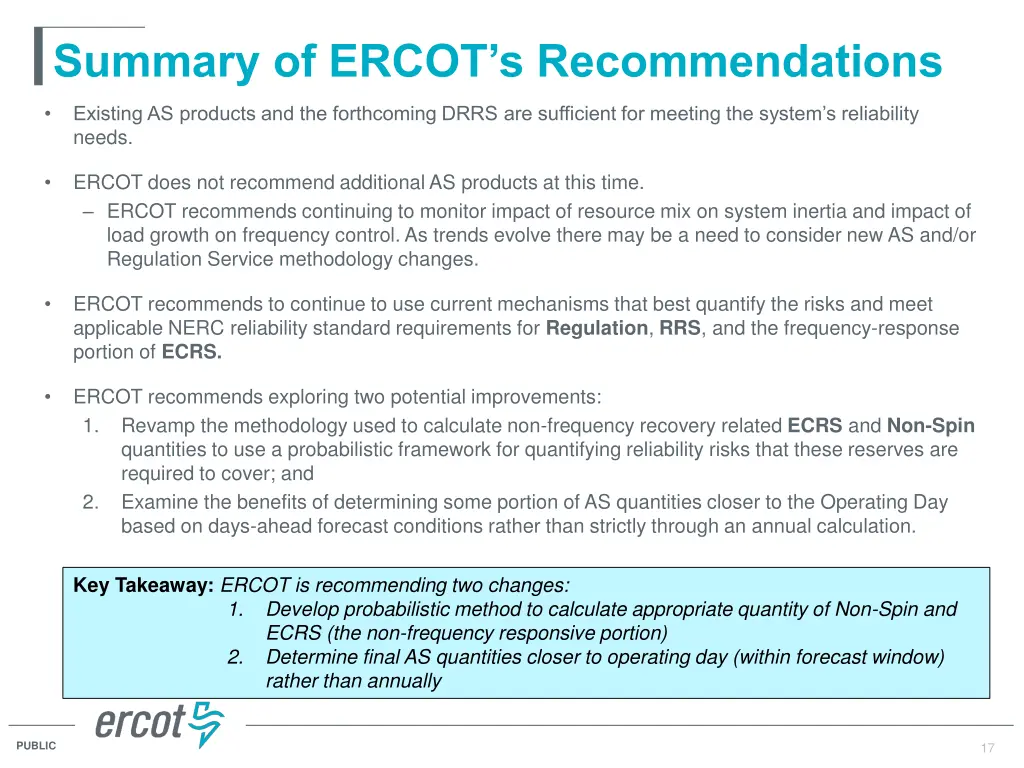 summary of ercot s recommendations