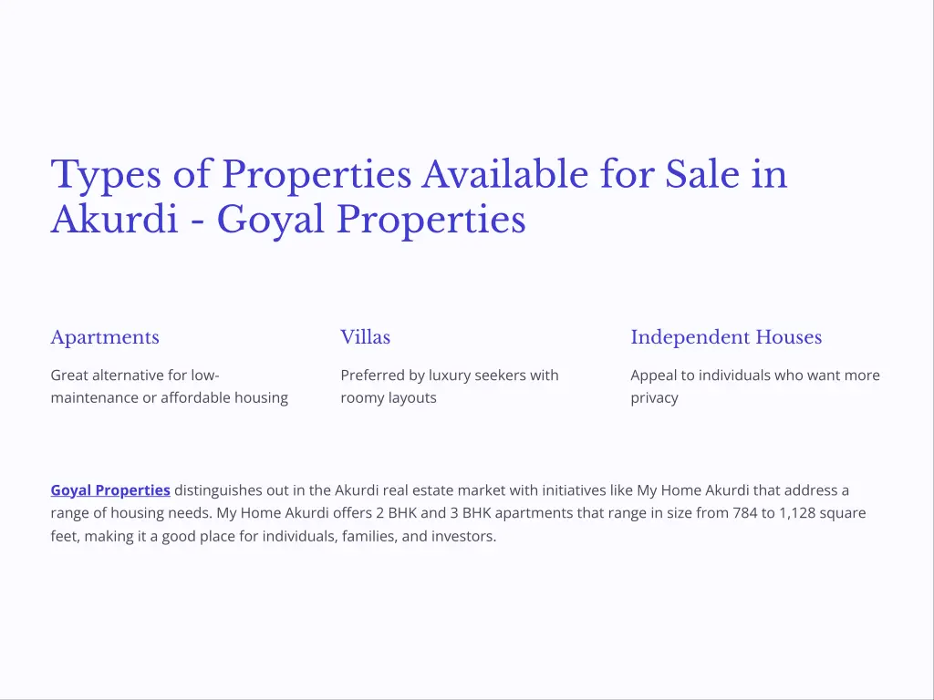 types of properties available for sale in akurdi