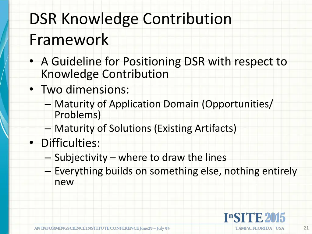 dsr knowledge contribution framework a guideline