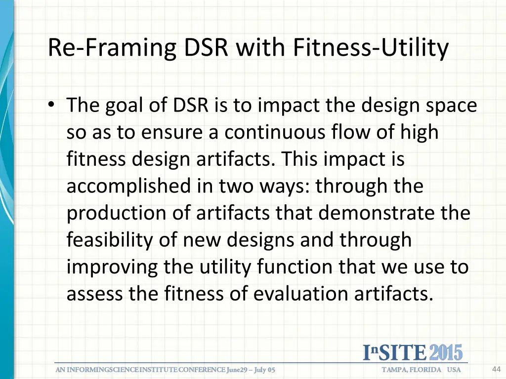 re framing dsr with fitness utility