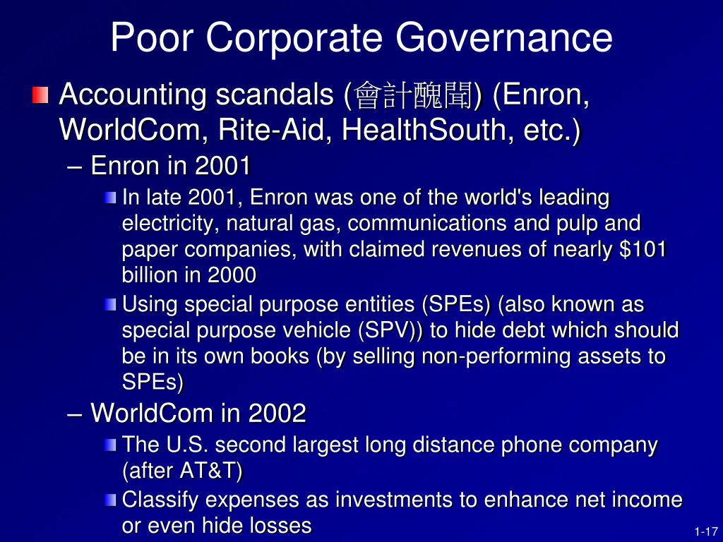 poor corporate governance
