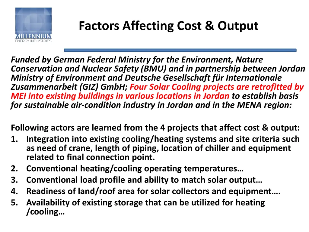 factors affecting cost output