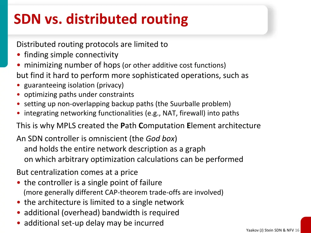 sdn vs distributed routing