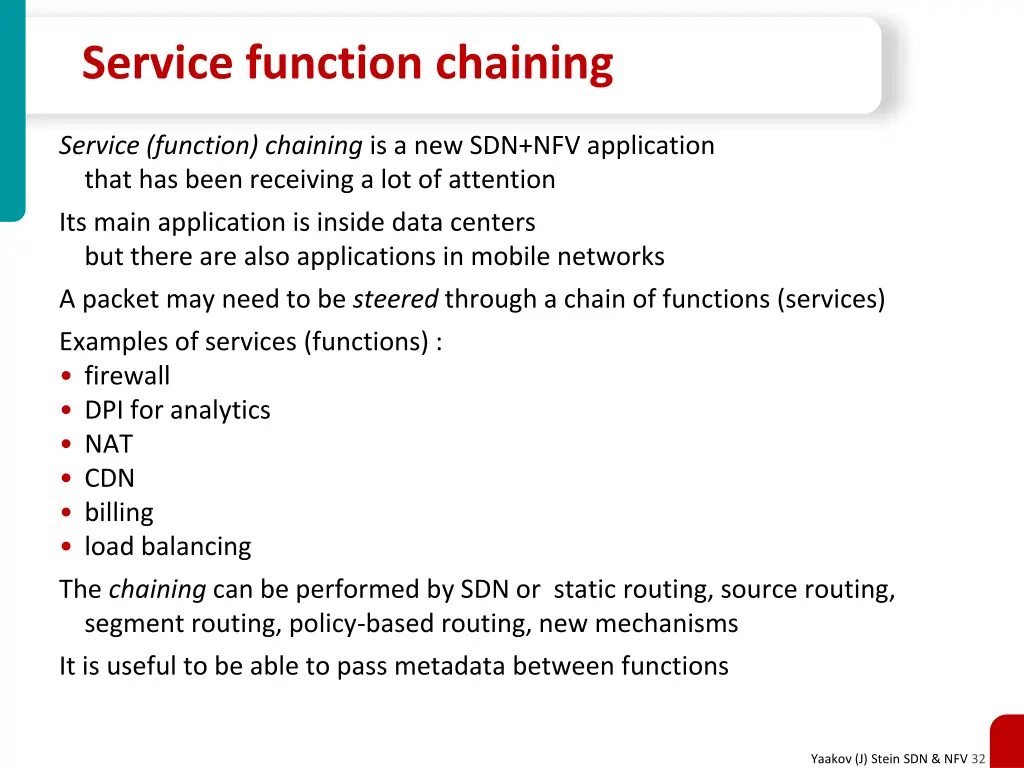service function chaining