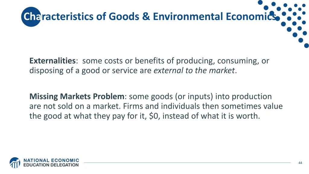 characteristics of goods environmental economics
