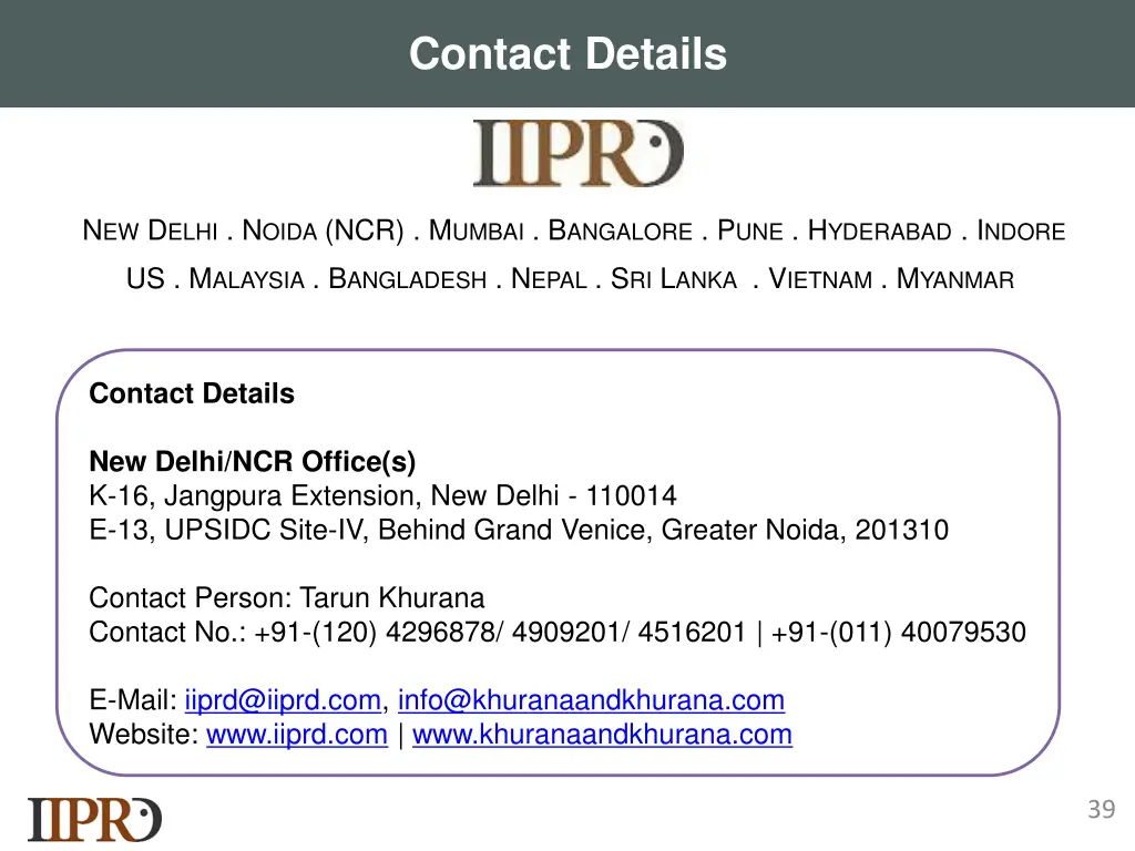 contact details