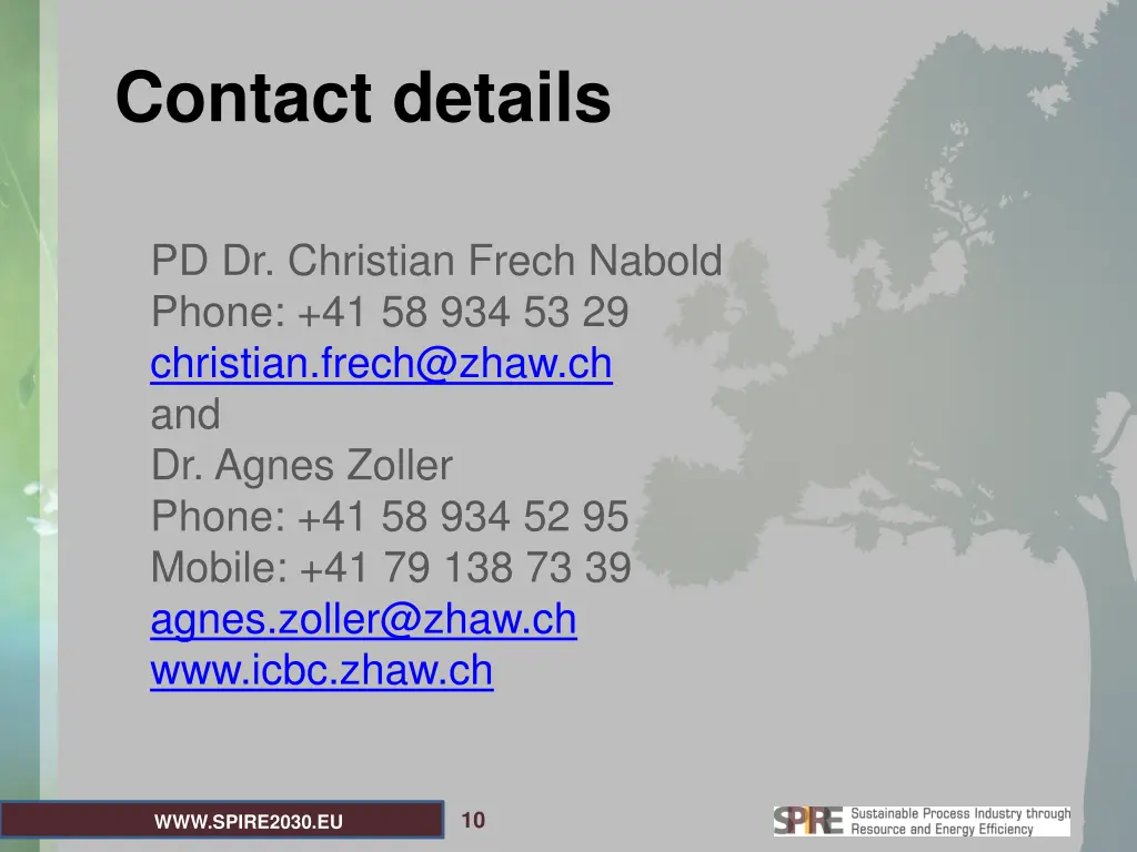 contact details