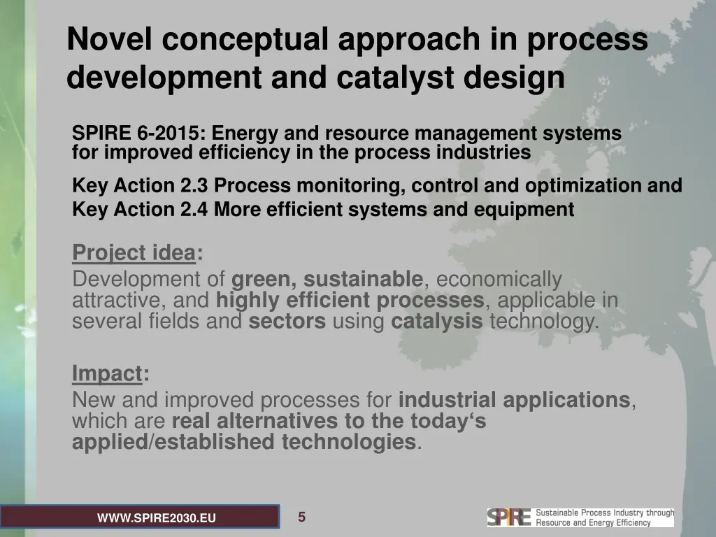 novel conceptual approach in process development