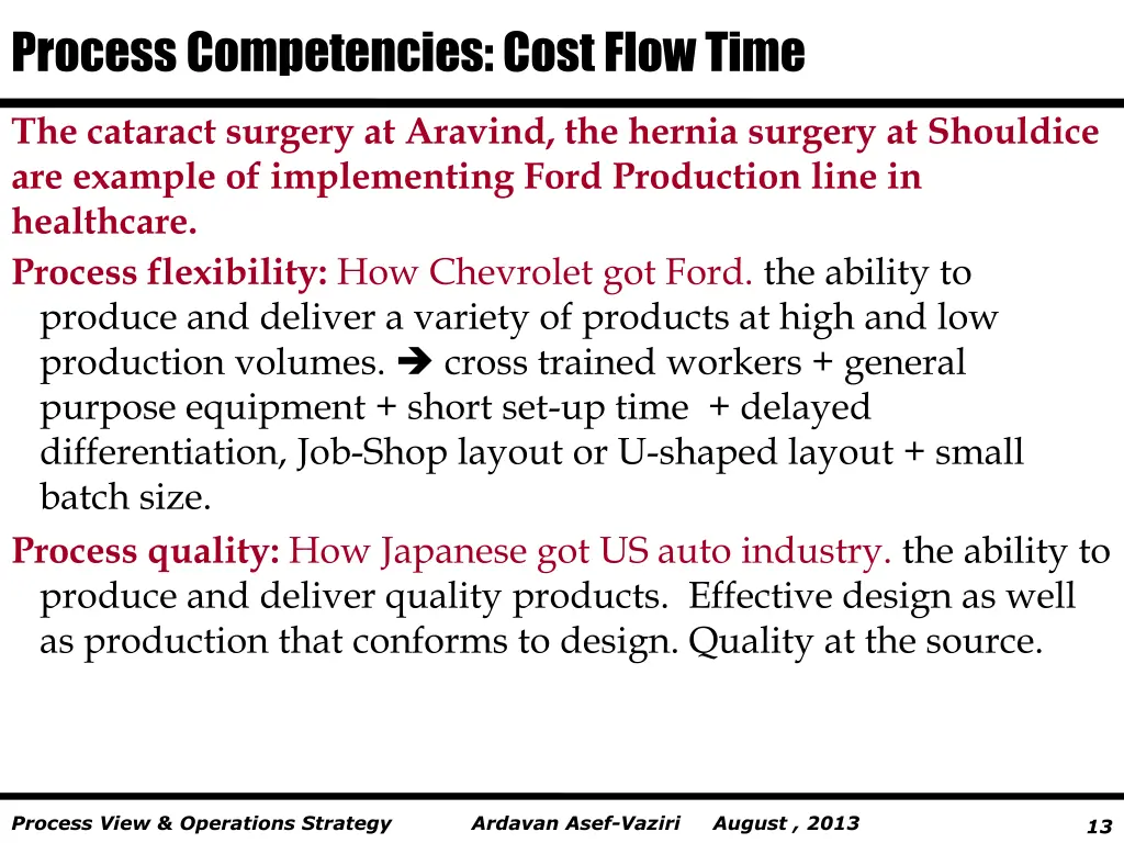 process competencies cost flow time