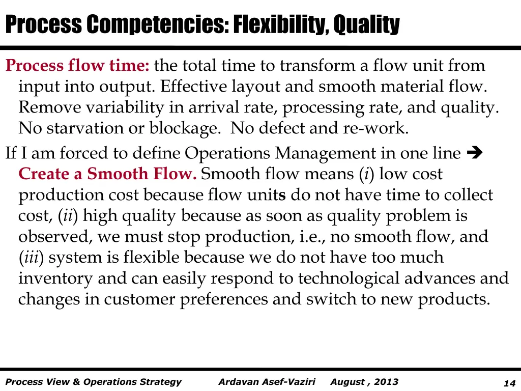 process competencies flexibility quality