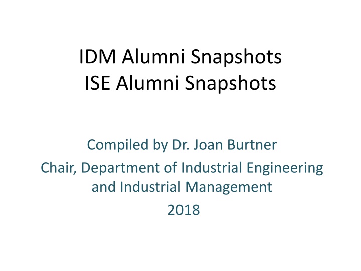 idm alumni snapshots ise alumni snapshots