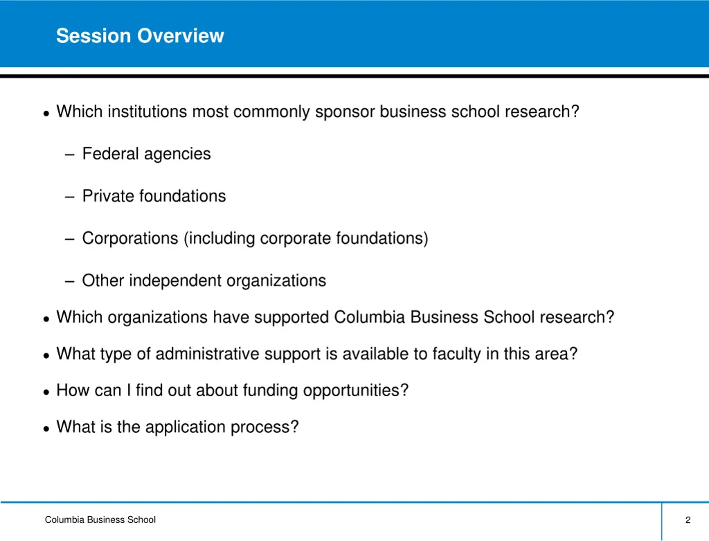 session overview