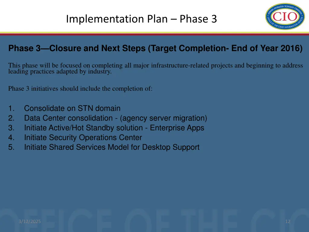 implementation plan phase 3