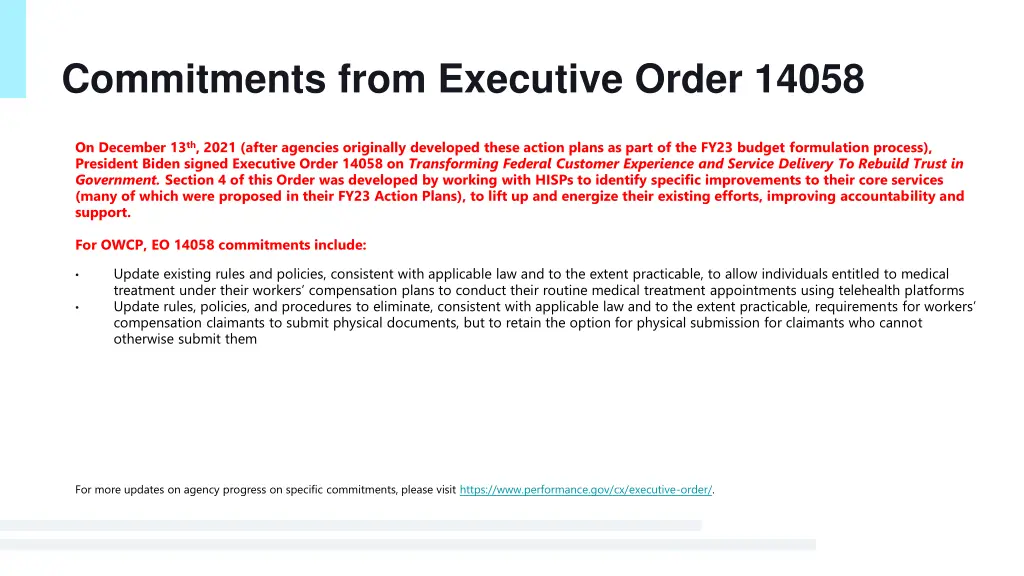 commitments from executive order 14058