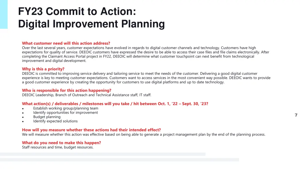 fy23 commit to action digital improvement planning