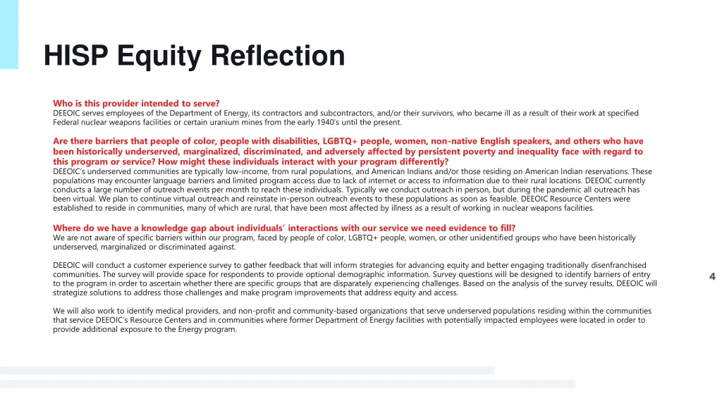 hisp equity reflection