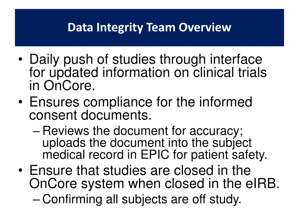data integrity team overview 2