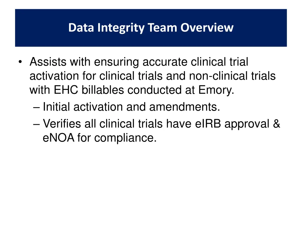 data integrity team overview