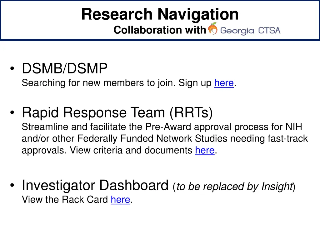 research navigation collaboration with
