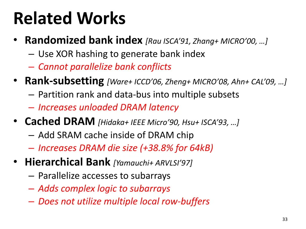 related works randomized bank index rau isca