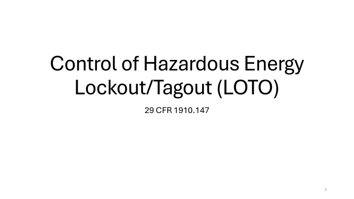 control of hazardous energy lockout tagout loto