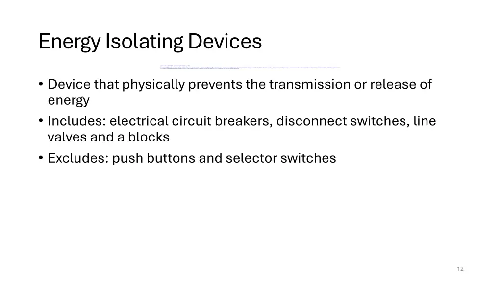 energy isolating devices