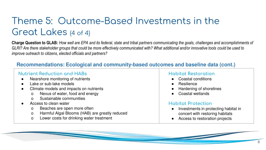 theme 5 outcome based investments in the great 3
