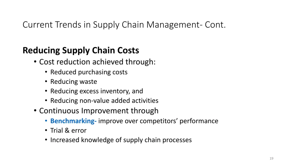 current trends in supply chain management cont
