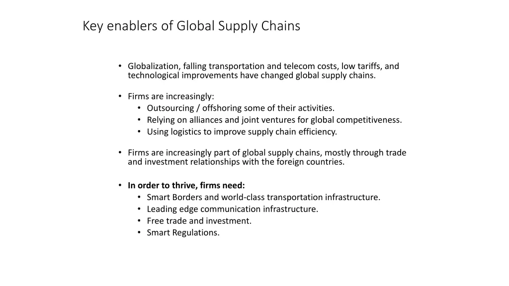 key enablers of global supply chains