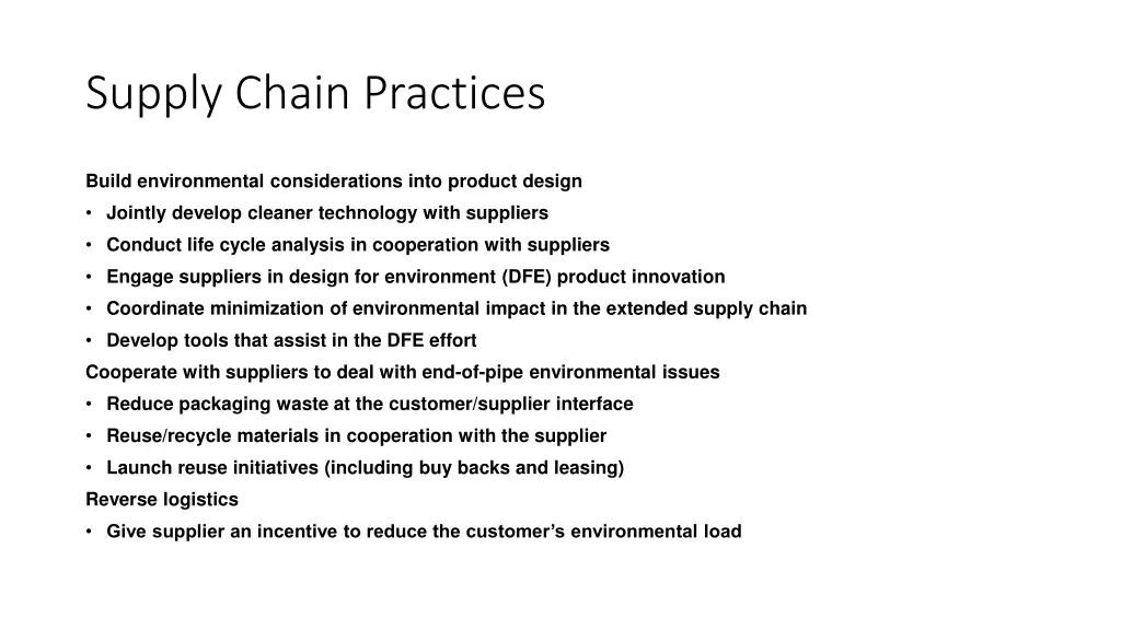 supply chain practices