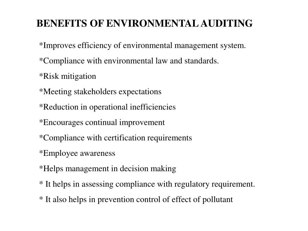 benefits of environmental auditing