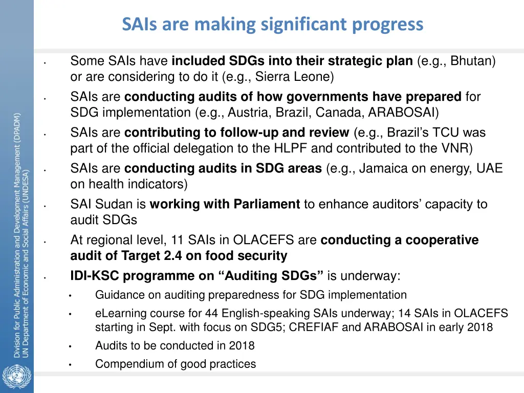 sais are making significant progress