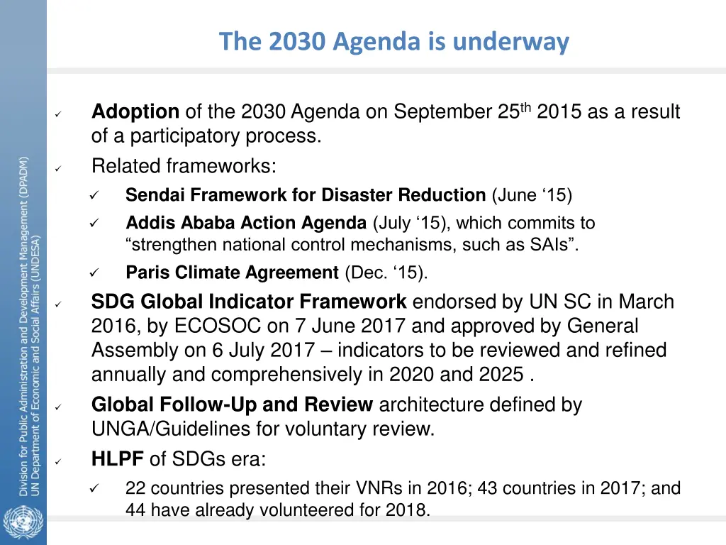 the 2030 agenda is underway