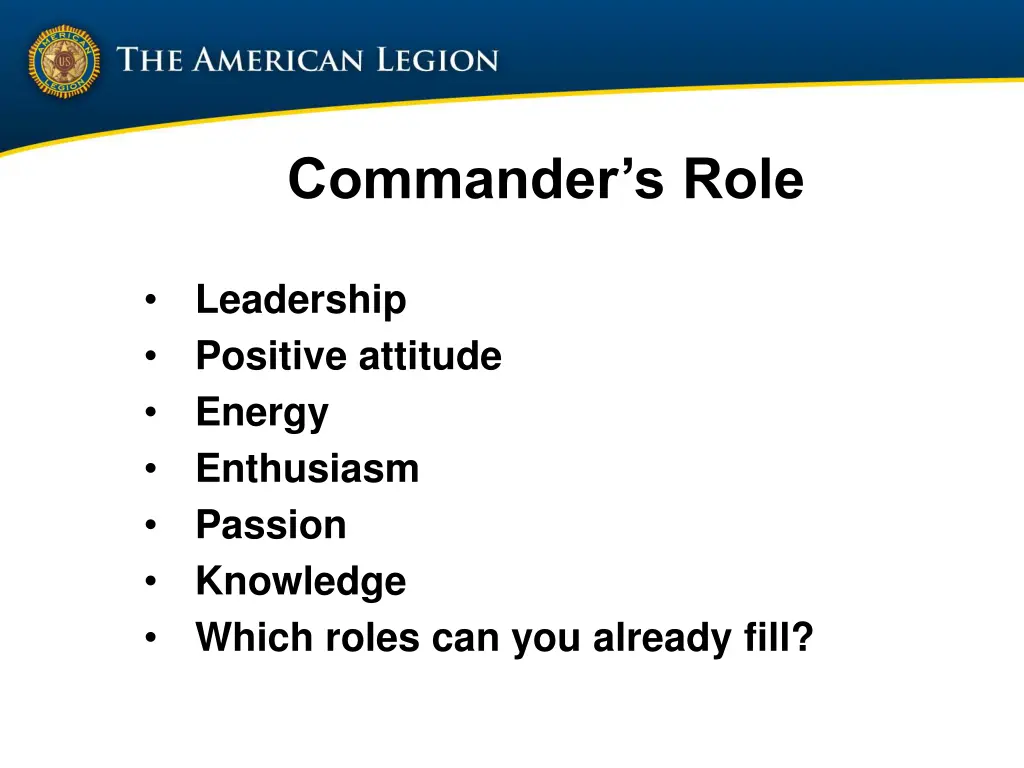 commander s role