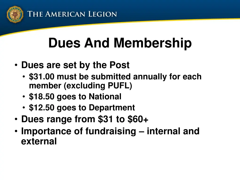 dues and membership