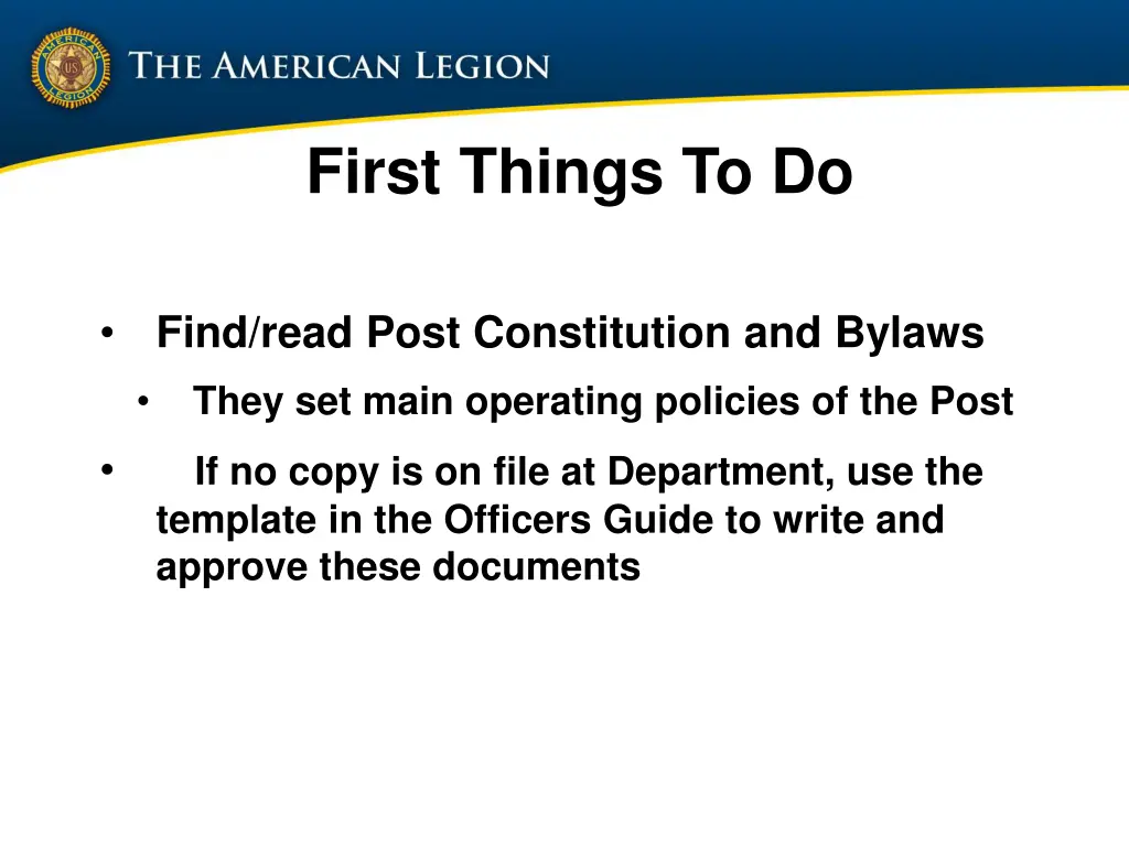 first things to do