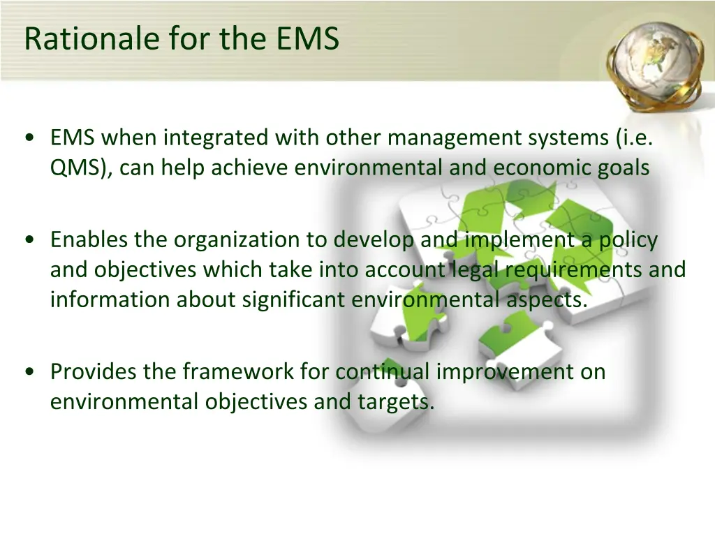 rationale for the ems