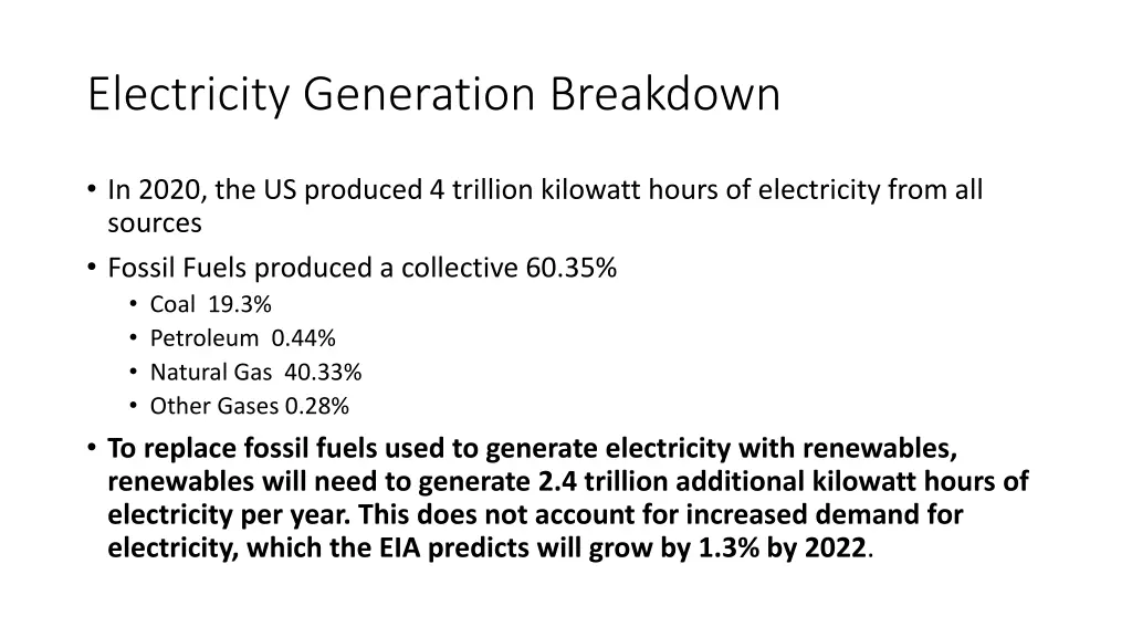 electricity generation breakdown