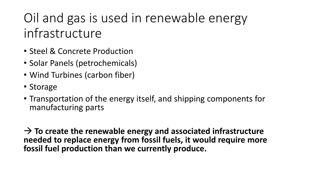 oil and gas is used in renewable energy