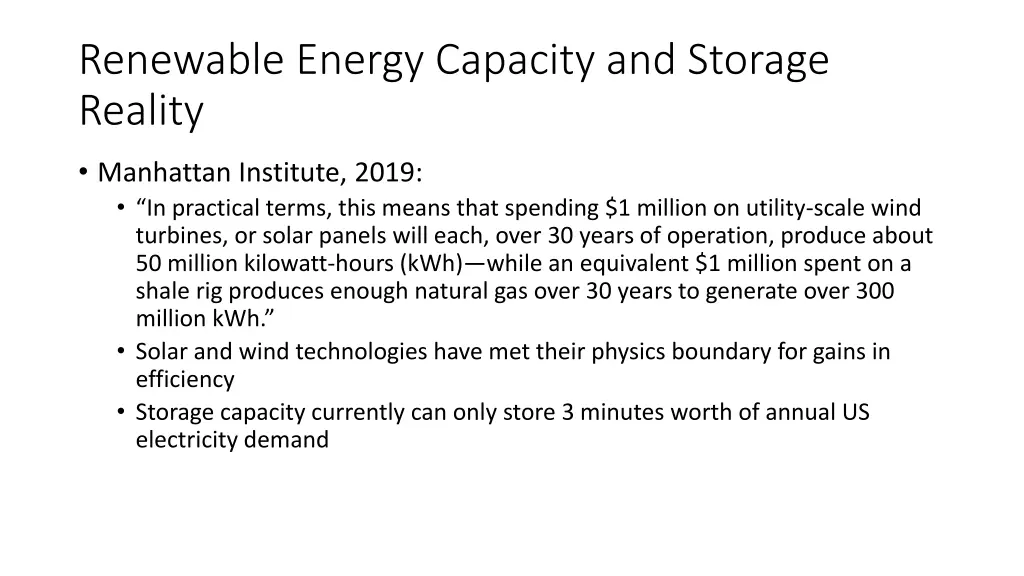 renewable energy capacity and storage reality