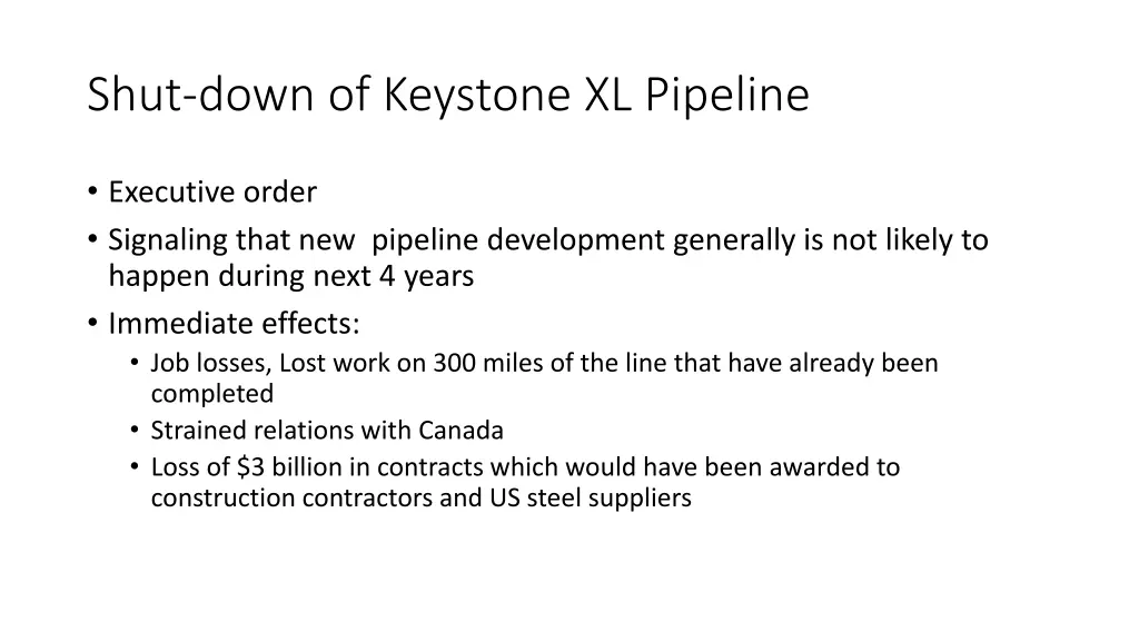 shut down of keystone xl pipeline