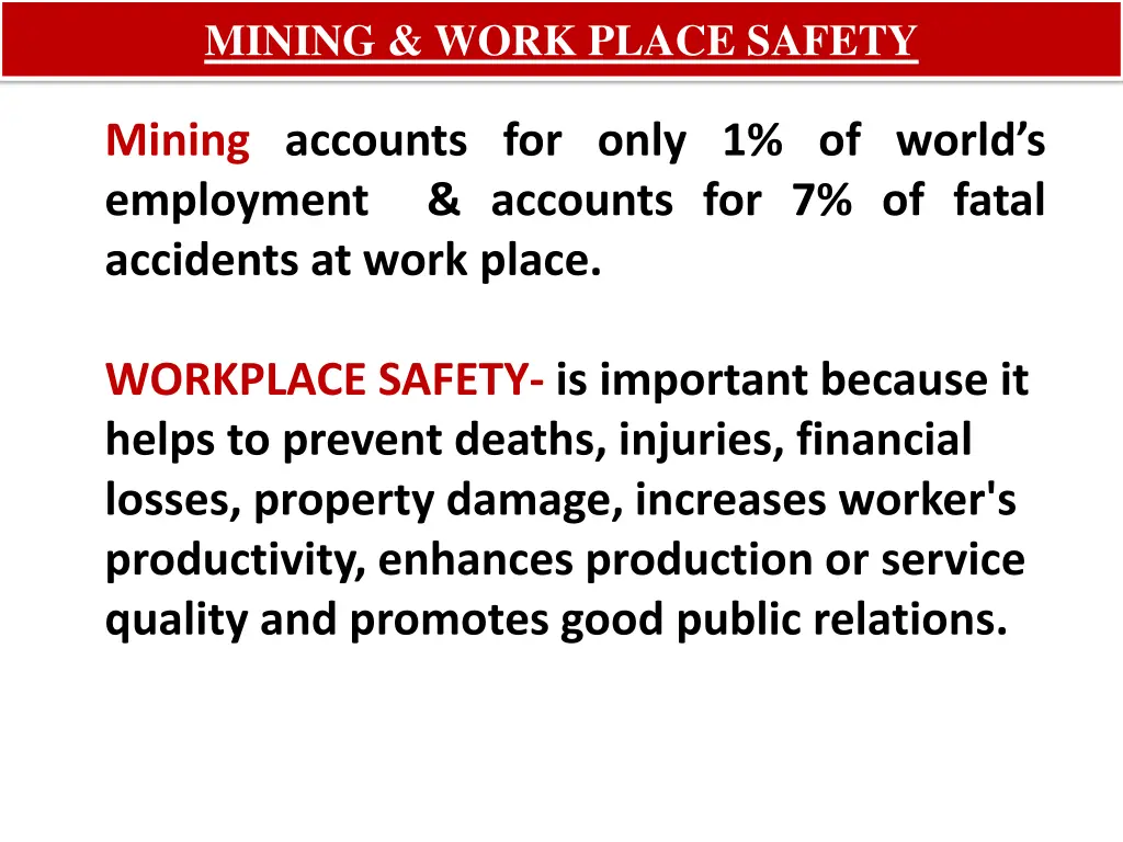mining work place safety