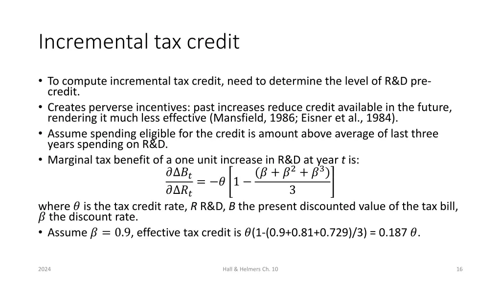 incremental tax credit 1